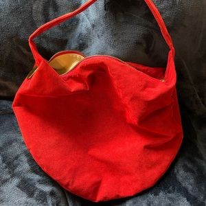 Red Vintage Reva Ultra Suede Shoulder Hobo Bag Purse